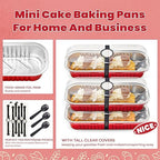 50 PACK Mini Cake Pans with Lids and Spoons, Rectangular Aluminum Foil Bread Pan - Image 5