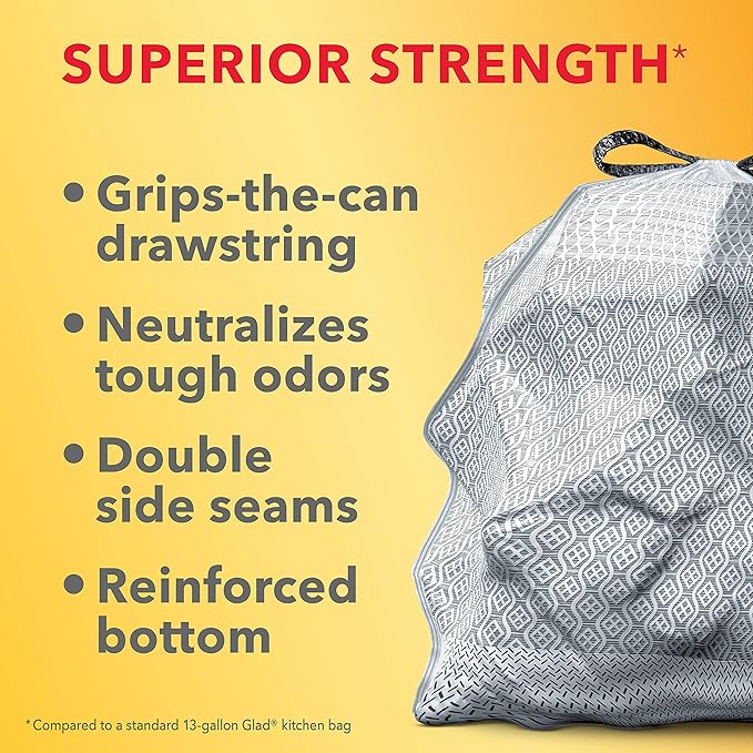 Glad Tall Kitchen Trash Bags 13 Gallon, Gain Original Garbage Bags, Odorshield - Image 4