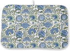 Boho Navy Blue Sage Green Dish Drying Mat 18x24 Inch Vintage Floral Drying Mat by DAFENA