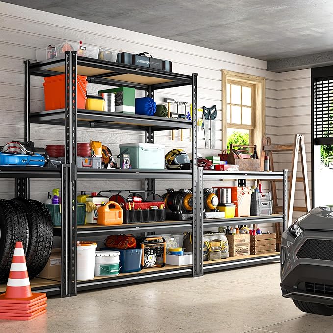 REIBII 2400LBS Storage Shelves 5 Tier Garage Shelving Heavy Duty Adjustable Garage Shelves, Utility Rack Shelf, Shelving Units for Storage Warehouse Pantry Closet, 35.5" W x 11.9" D x 72" H, 4 Pack - Image 9