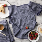 Martha Stewart Honeycomb Chambray Textured Kitchen Towel 4-Pack Set, 100% Cotton - Image 2