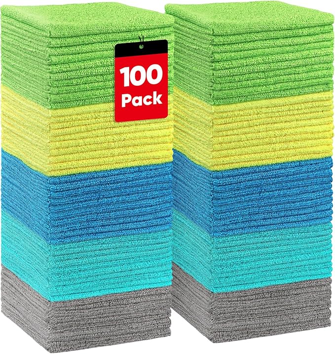 HOMEXCEL Microfiber Cleaning Cloths, 100 Pack Microfiber Towels by HOMEXCEL