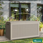 YITAHOME XXL 260 Gal Large Deck Box, Outdoor Resin Storage Box, Rattan Storage Container for Patio Furniture, Garden Tools, Waterproof, Lockable (Brown) - Image 4