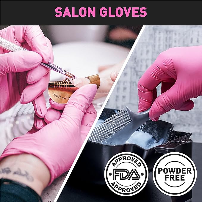 OKIAAS Black/Pink Vinyl Disposable Gloves Latex Free, Food Grade, 5 mil - Image 4
