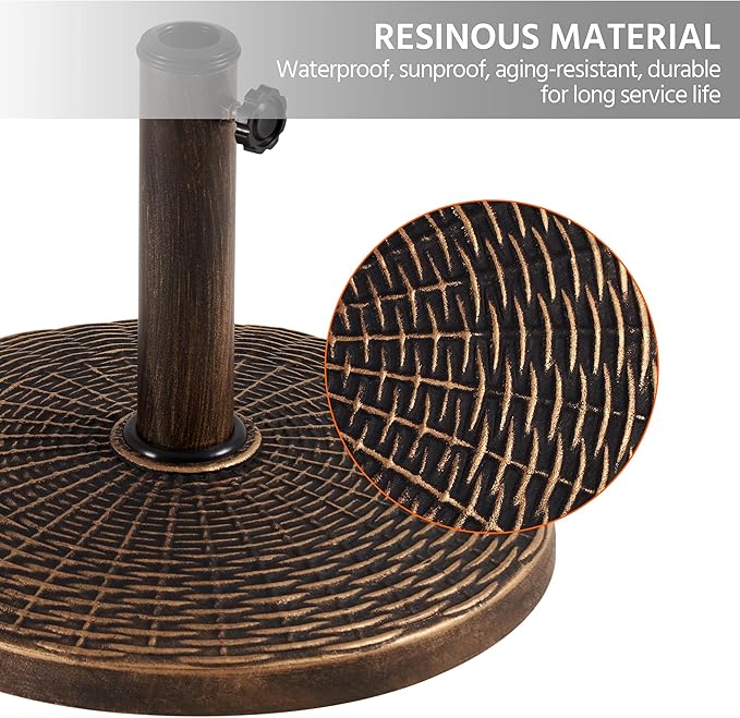 Yaheetech 22 lbs Heavy Duty Outdoor Umbrella Base 18" Round Patio All-Weather Umbrella Stand Market Umbrella Base for Garden & Lawn, Bronze - Image 5