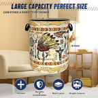 Feather Printed Laundry Basket Oxford Cloth Foldable Boho Laundry Hamper - Image 3