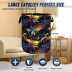 Colorful Palm Tree Laundry Basket Foldable Oxford Cloth Hawaii Laundry Hamper - Image 3