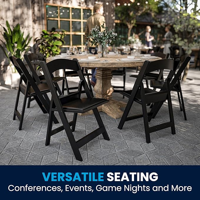 Flash Furniture Hercules Series Folding Chairs for Weddings and Formal Events, Stackable Commercial Event Seats with 1,000-lb. Static Weight Capacity, Set of 4, Black - Image 10