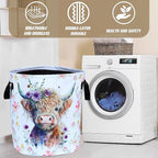 Highland Cow Laundry Basket Foldable Waterproof Oxford Cloth Funny Tote Bag - Image 7