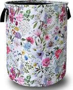 Watercolor Flower Floral Laundry Basket Foldable by SELIONLIKN