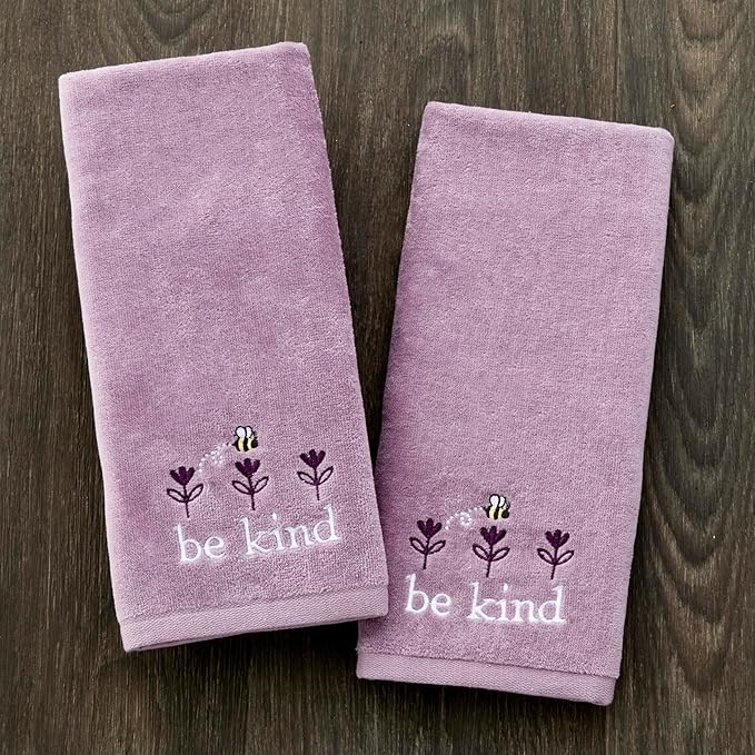 SKL Home Bee Kind 100% Cotton Embroidered 2pc Hand Towel Set, Decorative - Image 2