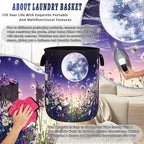 Moon Laundry Basket Oxford Cloth Night Sky Colorful Floral Butterfly Laundry - Image 8