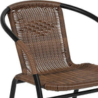 Flash Furniture Lila Modern Rattan Indoor/Outdoor Stackable Dining Chairs, Stacking Rattan Bistro Chairs for Patio or Restaurant, Set of 4, Brown - Image 11