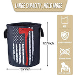 American Flag Red Line Ax Laundry Basket Firemen Foldable Oxford Cloth Funny - Image 2