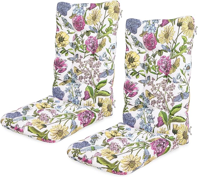SERWALL HDPE Outdoor Rocking Cushion Set of 2, Memory Foam Cushion Flowers Pattern by SERWALL