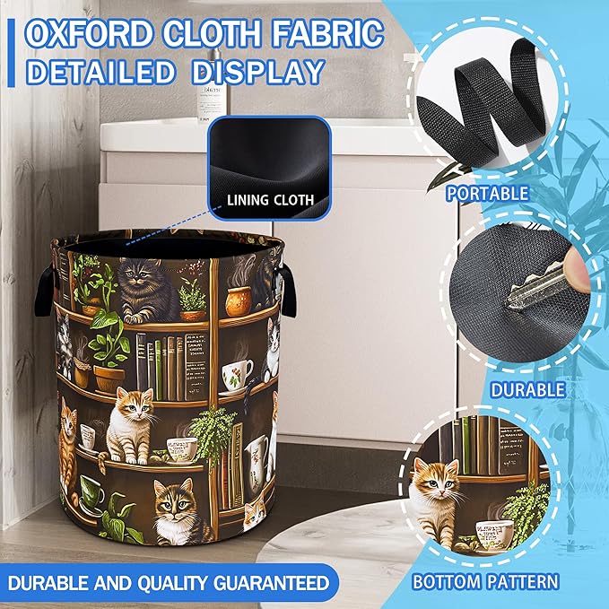Cute Cat Laundry Basket Bookshelf Animal Oxford Cloth Laundry Hamper Funny - Image 2