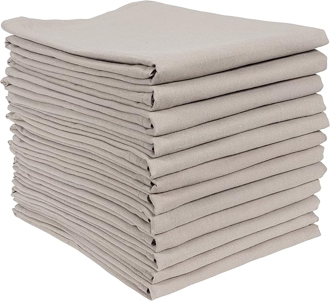 KAF Home Set of 12 Flat Flour Sack Embroidery/Craft Gray Kitchen Towels by KAFHome