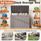 Outdoor Storage Box, Resin Deck Boxes Indoor and outdoor, Waterproof Storage Box Lockable Lid (Grey, 50 Gallon) - Image 3