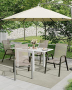 Outdoor Stackable Dining Chairs Set of 4, High-Back Patio Stacking Chairs, Patio Chairs with Textilene Farbic & Metal Frame for Lawn Backyard Deck Garden,Brown - Image 2