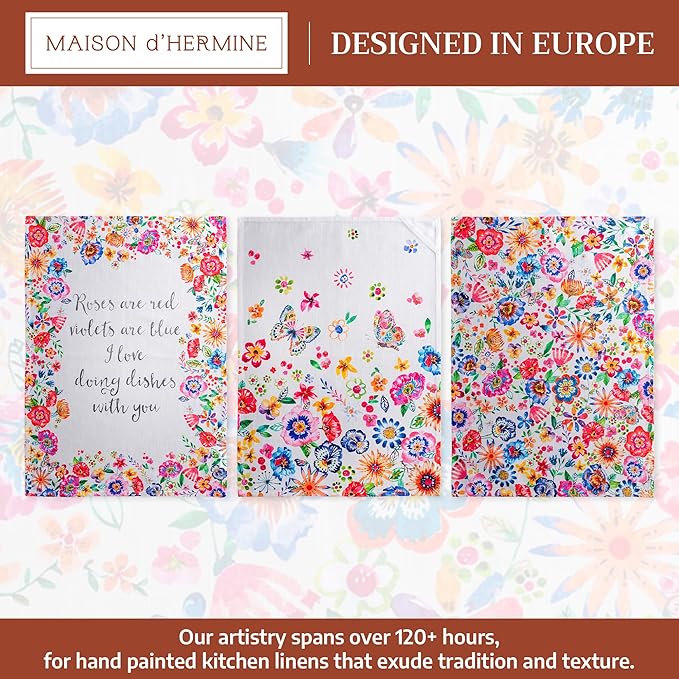 Maison d' Hermine Kitchen Towels Set of 3 100% Cotton 27.50" x 20" Reusable - Image 2