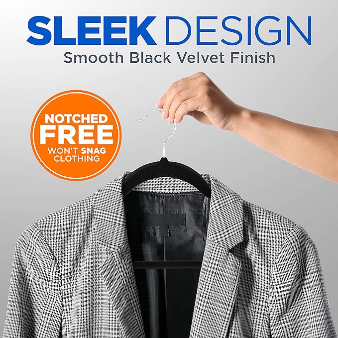 SereneLife Premium Non-Slip Velvet Hangers-Space Saving Heavy Duty Slim Suit - Image 3