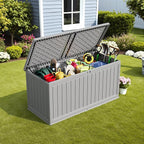 Devoko 260 Gallon Double-Wall Deck Box with Divider, Side Handles, Resin Outdoor Large Storage Box Waterproof and Lockable for Patio Furniture, Garden, Pool (Grey, 260 Gallon) - Image 6