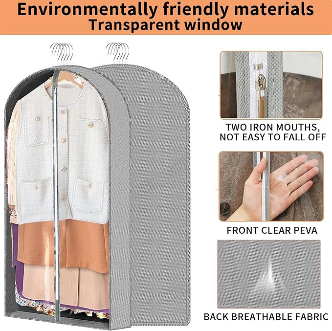 3 Pcs Garment Bags, Hanging Clothes Covers - Image 3