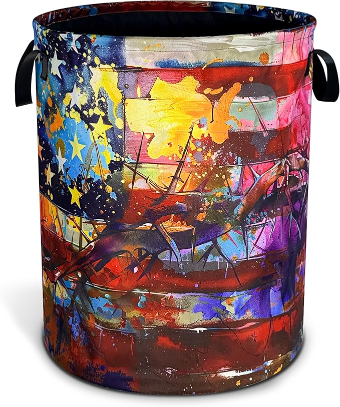American Flag Laundry Basket Usa Flag Art Oxford Cloth Laundry Hamper by Unknown