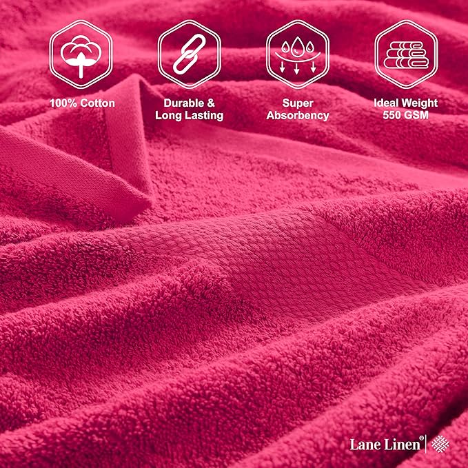 LANE LINEN Luxury 100% Ring Spun Cotton Large Bath Towels Set of 4 - Image 6