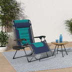Best Choice Products Oversized Padded Zero Gravity Chair, Folding Outdoor Patio Recliner, XL Anti Gravity Lounger for Backyard w/Headrest, Cup Holder, Side Tray, Polyester Mesh - Navy/Teal - Image 2
