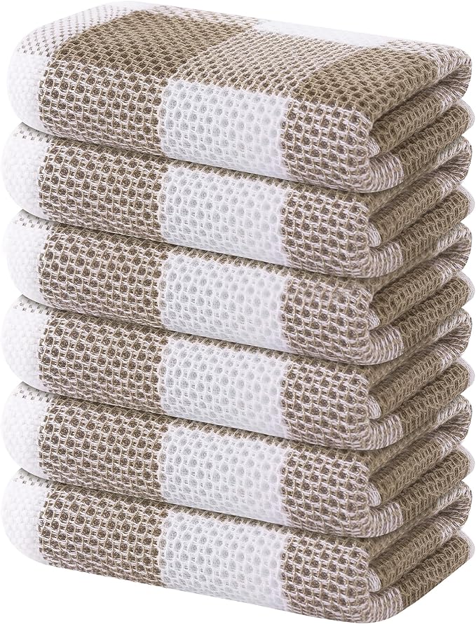 Homaxy 100% Cotton Waffle Weave Check Plaid Kitchen Towels, 13 x 28 Inches by Homaxy