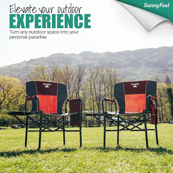 SUNNYFEEL Camping Directors Chair, Heavy Duty,Oversized Portable Folding Chair with Side Table, Pocket for Beach, Fishing,Trip,Picnic,Lawn,Concert Outdoor Foldable Camp Chairs - Image 3