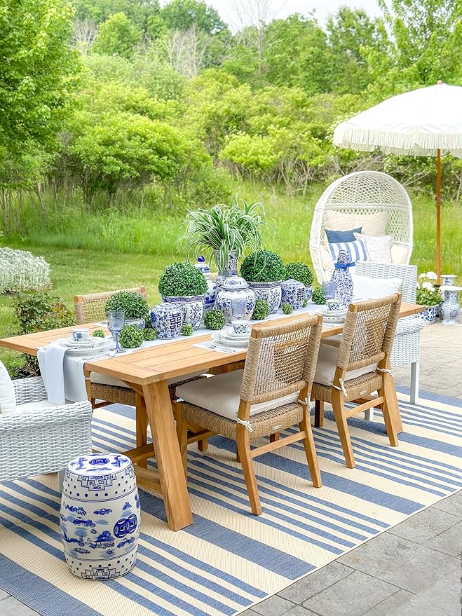 Safavieh Castle Gardens Collection Glazed Ceramic Blue Gateless Mist Chinoiserie Garden Stool - Image 2