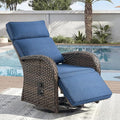 Zero Gravity Patio Swivel Rocking Recliner Chair - Wicker Outdoor Lounge Chair with Adjustable Backrest & Footrest, All Weather Reclining Rocker Chairs with Thick Cushion for Pool Deck Blue by JelwalyPatioFurnitureSet