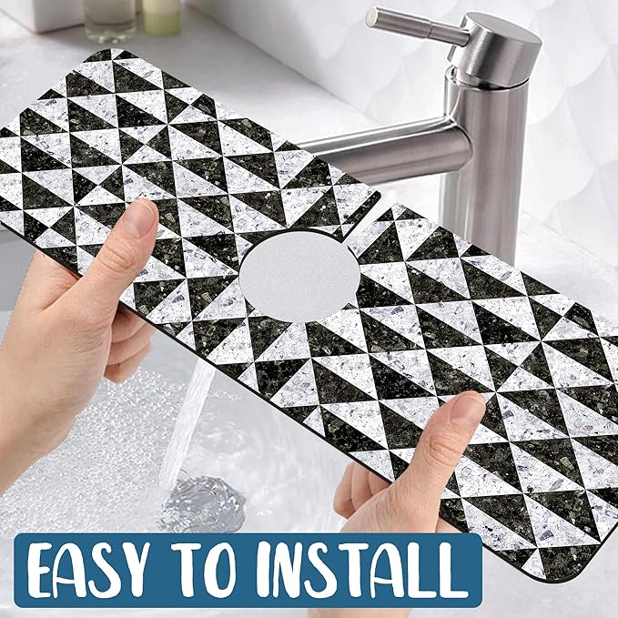 Granite Floor Tiles Sink Faucet Absorbing Mat Mosaic Texture Super Absorbent - Image 5