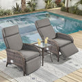 3 Pieces Zero Gravity Wicker Patio Recliner Chairs Set of 2 - Wicker Outdoor Lounge Chair with Side Table, Adjustable Backrest & Footrest, High Back Outdoor Recliner Chair for Pool Deck Gray by JelwalyPatioFurnitureSet