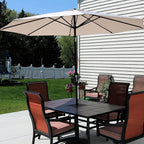 Sunnydaze Outdoor Patio Umbrella - Polyester Table Market Umbrella with Push-Button Tilt and Crank - 8 Sturdy Ribs - Beige - 9ft - Image 9