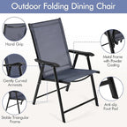 Yaheetech Patio Dining Chairs Set of 2, Portable Dining Chairs with Armrests for Camping, Lawn and Beach, Folding Patio Chairs 2-Pack of Metal Frame, Navy Blue - Image 6