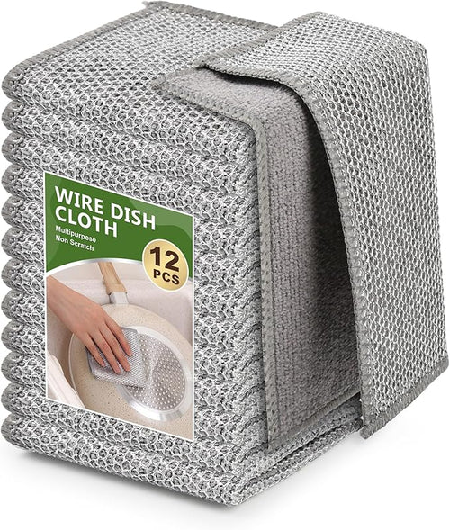 12Pack Upgrade Multipurpose Wire Dishwashing Rags, Double-Side Non Scratch Wire by WYDZKJ