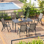 Yaheetech Outdoor Patio Chairs Set of 4, Portable Dining Chairs with Armrests for Camping, Lawn Yard Beach, Folding Outdoor Chairs 4-Pack with Metal Frame, Brown - Image 5