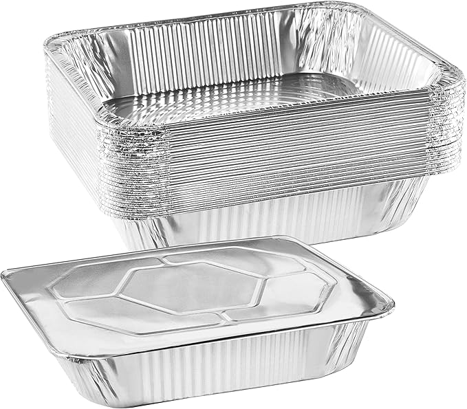 NYHI 9x13 Aluminum Pans With Lids, Disposable Half Size Steam Table Foil Pans by NYHI