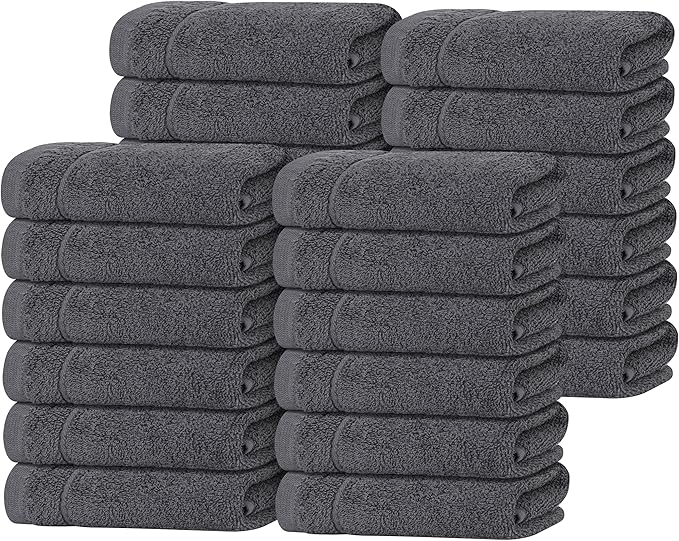 Tens Towels Pack of 24 Washcloths, 12 x 12 Inches, Lighter Weight, Quick to Dry by TensTowels