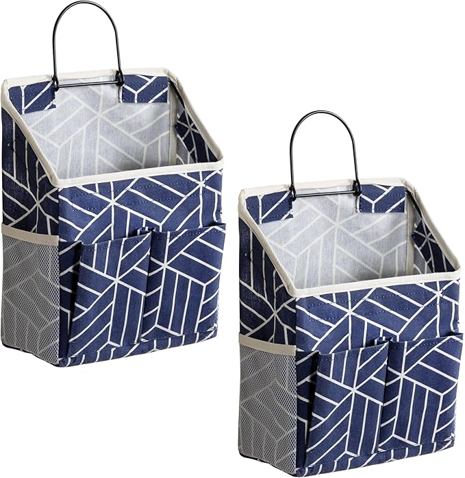2pcs Wall Hanging Storage Bag, Small Door Closet Linen Fabric Pockets Organizer by HZZTYBRNY