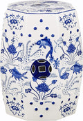 Safavieh Castle Gardens Collection Glazed Ceramic Blue Cloud 9 Chinoiserie Garden Stool by SAFAVIEH