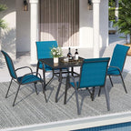 Patio Dining Chairs Set of 4, Stackable Dining Chairs High Back, Breathable Seat Fabric and Alloy Steel Frame Fit Backyard, Porch, Lawn，Poolside (Sky Blue) - Image 2