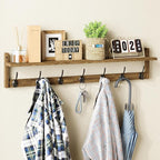 BAMEOS 35" L Wooden Coat Rack Wall Mount, Large Wall Coat Hooks by BAMEOS