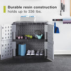 Rubbermaid Freestanding Storage Cabinet with Doors 18"D x 36"W x 37"H Medium Gray/Black Two-Shelf Lockable Cabinet for Indoor/Outdoor/Garage Storage for Garden Tools/Lawn Care Accessories - Image 5