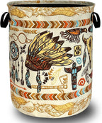 Feather Printed Laundry Basket Oxford Cloth Foldable Boho Laundry Hamper by Unknown