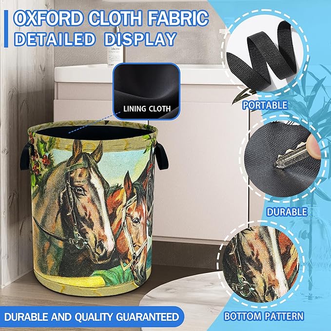 Horse Laundry Basket Riding Animal Oxford Cloth Laundry Hamper Funny - Image 2