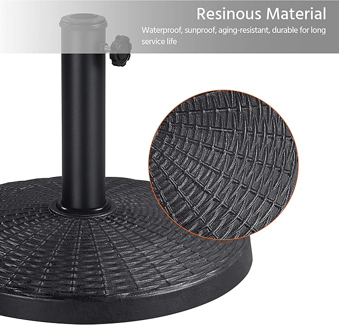 Yaheetech 22 lbs Heavy Duty Outdoor Umbrella Base 18" Round Patio Umbrella Stand Market Umbrella Base for Garden & Lawn, Black - Image 3